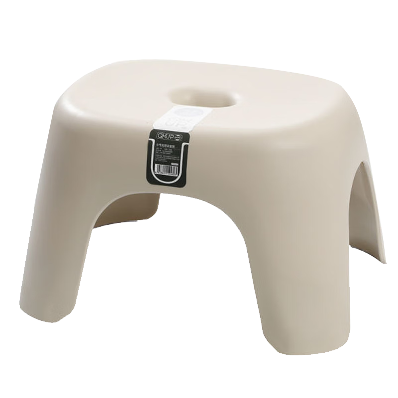 Youjialiangpin Stool, Household Small Bench, Plastic Low Stool, Thickened Children's Non-Slip Stool, Light Gray And White, Large Size, 1 Piece