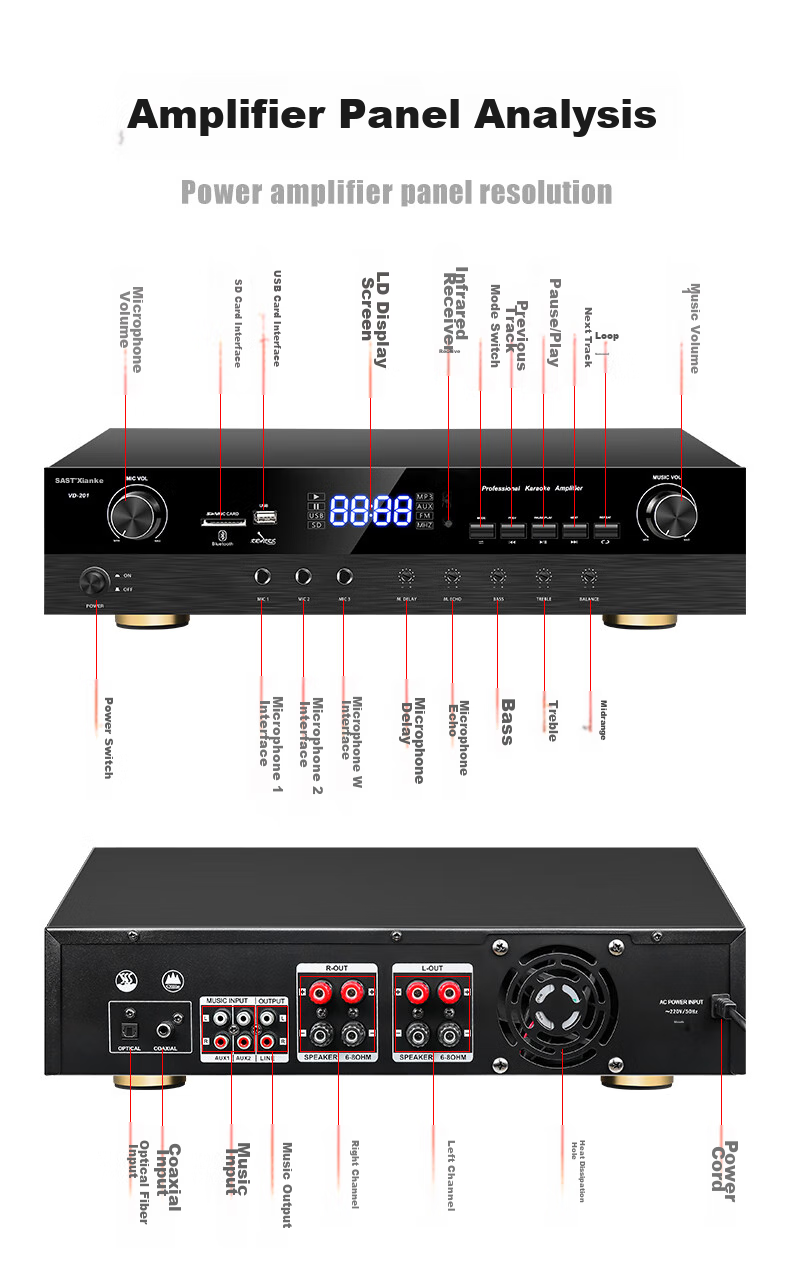 SAST Conference Room Sound System Set 10-Inch Home KTV Background Music Training Meeting Bluetooth Amplifier Wall-Mounted Speaker VD-202/K3*4 14