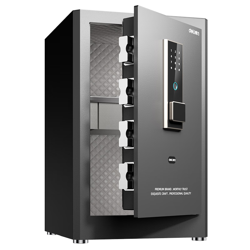 Deli Safe, Home Fingerprint Password Safe, Office Small Confidential Box, All-Steel Anti-Theft, Can Be Built into Wall Or Cabinet, Safekeeping Cabinet, 60cm Obsidian Black, Hongya Pro