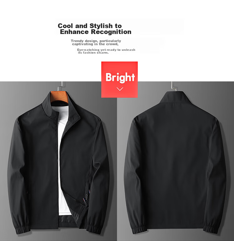 TUCANO Men's Jacket, Business Casual Solid Color Stand Collar, Fashionable Trendy Outerwear for Young And Middle-Aged Men, Black, Size M 6