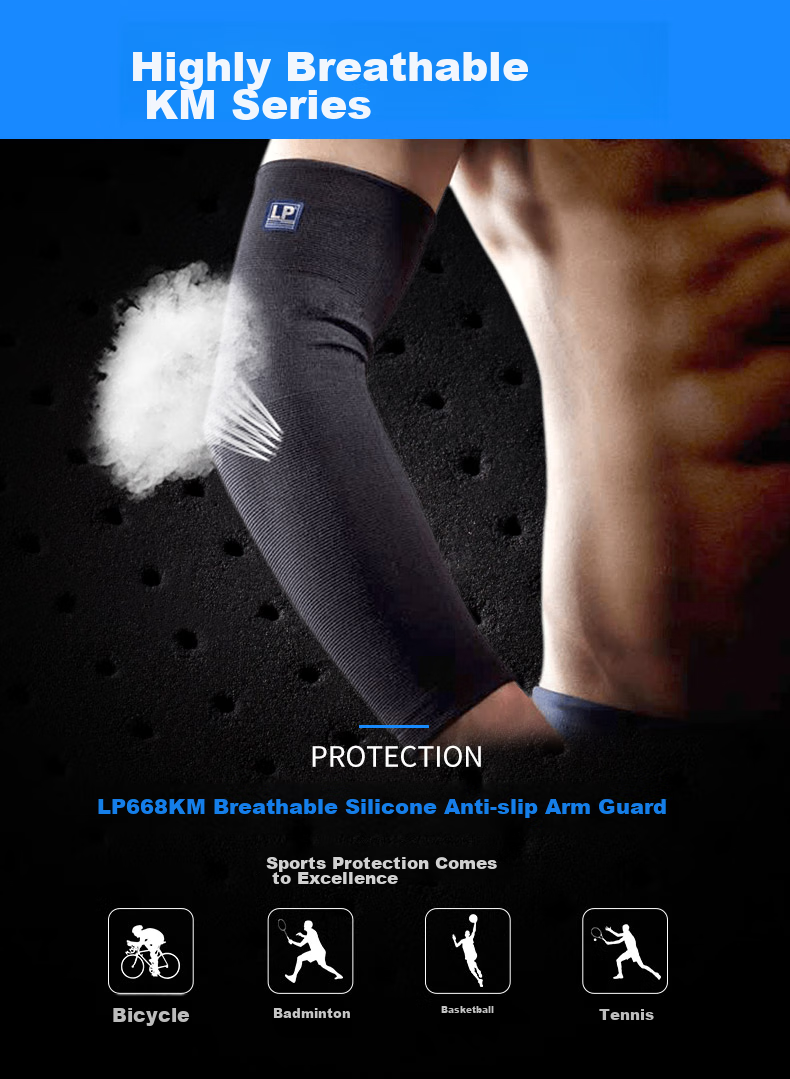LP 668R1 Sports Arm Sleeve, Highly Breathable, for Fitness, Basketball, Tennis, Elbow Protection, Non-Slip, Full Arm Length, Protective Cover, M 1