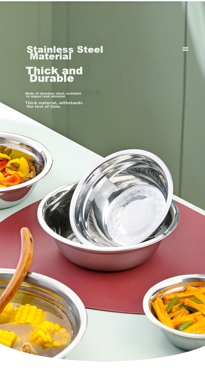 CHAHUA Premium Stainless Steel Thickened Round Plate Household Vegetable Plate Dining Plate Barbecue Plate 20cm 2-Pack 4