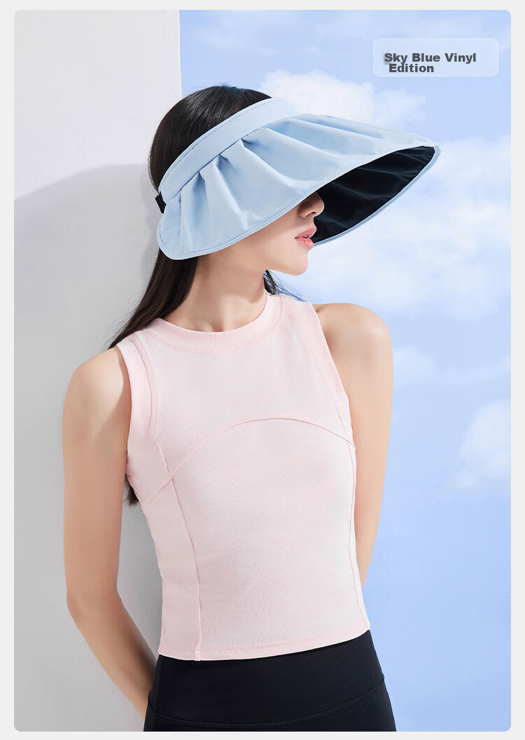 JD Original Portable Shell Sun Hat, Women's Summer Casual Sun Protection Cap, Blue/black Rubber 19