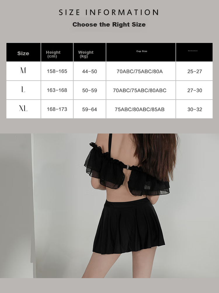 OMOM Swimsuit for Women, Slimming Tummy-Covering Skirted One-Piece, Korean Ins Style, Conservative for Teenage Girls, Suitable for Students, Hot Spring Bathing Suit, Black, Size L 2
