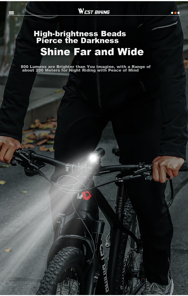 WestBiking Bicycle Light, Type-C Charging Front Light, Night Riding High Beam Flashlight, Waterproof Mountain Bike Cycling Equipment 3