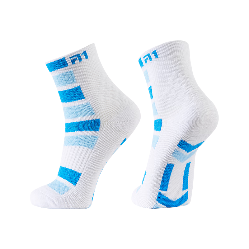 Taan Children's Badminton Sports Socks, Thickened Terry Cotton Socks T609, White And Blue, 2 Pairs