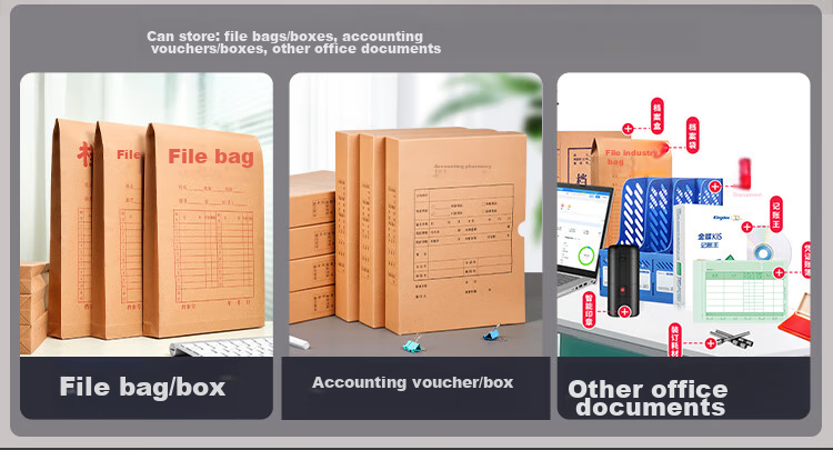 Kingdee Accounting File Storage Box, Set of 5, Three-Layer Thickened Box for Filing, 46*33*25cm Document And Financial Box, Voucher File Storage Box 5