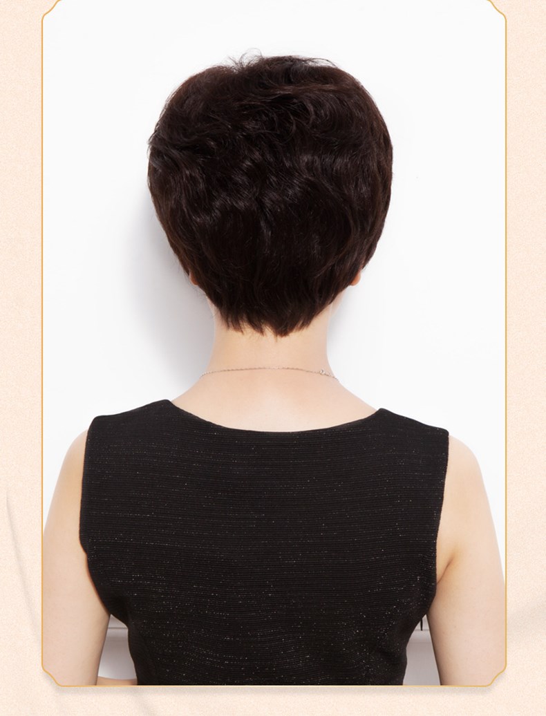 Baisitang Women's Short Wig Middle-aged Mom Natural Full Head 100% Real Human Hair Short Curly Full Lace Wig 10