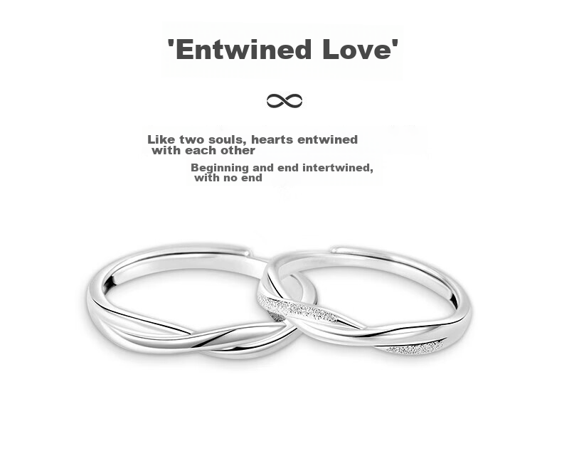 MANHE S999 Sterling Silver Couple Rings, One Pair of Engagement Diamond Rings, Adjustable Women's And Men's Rings, Valentine's Day Gift 3