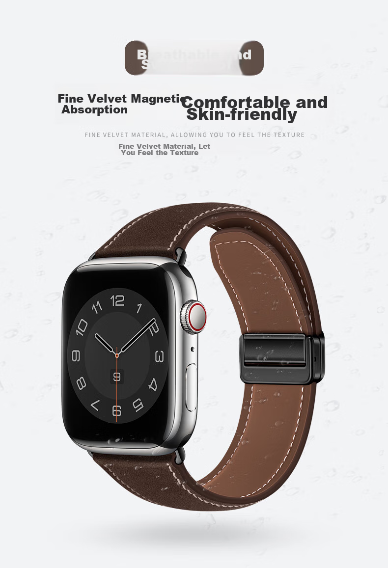 BHO Suitable for Apple Watch Straps, Apple Watch S12/S11 Genuine Leather Strap, IWatch S10/S9/8/7/Ultra4/SE3/2/1 Suede Leather Strap, Genuine Leather 6