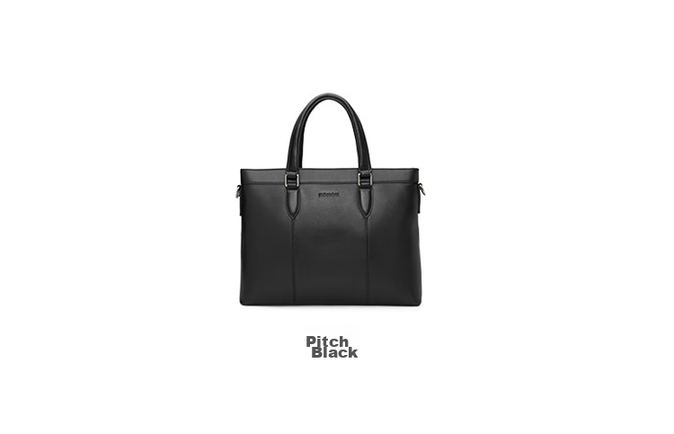 HONGU Leather Handbag, Top-Grain Cowhide Men's Briefcase, Large Capacity Horizontal Laptop Bag, Birthday Gift 5