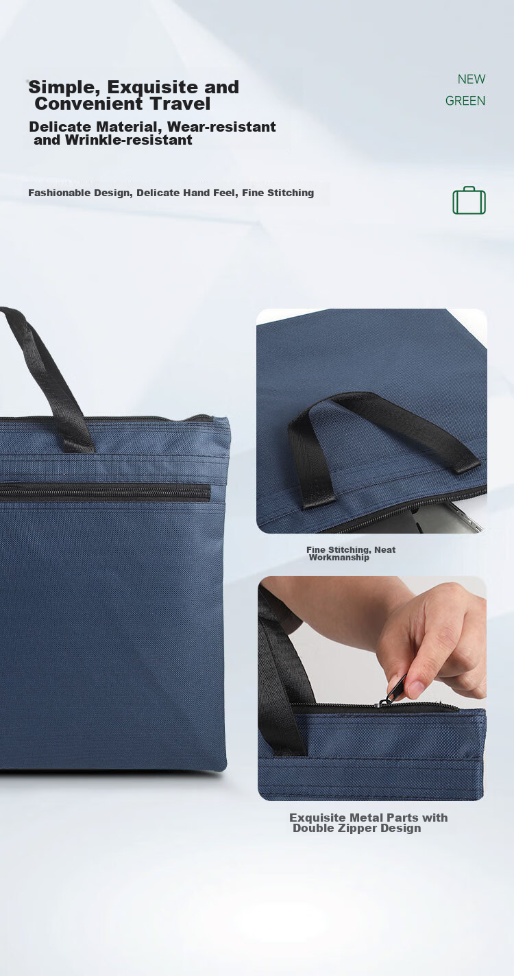 TANGO 3D Office Handbag/conference Bag/business Bag/document Bag/laptop Bag/briefcase, Business Zipper Storage Bag, Horizontal Style, Blue, Thickened, LH838 5