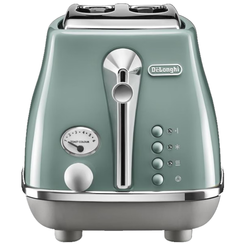 Delonghi Bread Maker, Home Toast And Bread Toaster, Retro Compact Bread Slicer Heating Breakfast Toaster CTOC2003.GR, Satin Green, Gift