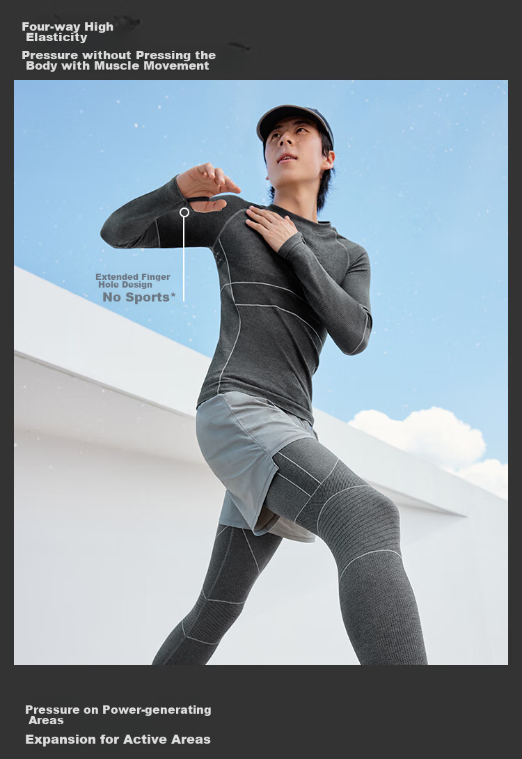 Beneunder Men's Outdoor Sports Quick-Dry Sweat-Wicking Thermal Underwear Set SK001 Dusk Black L 19