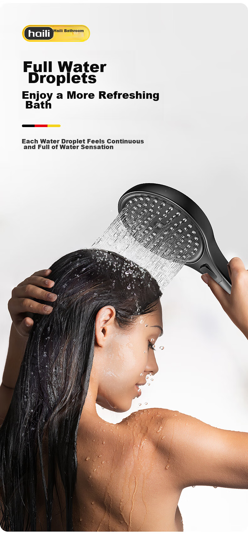 Haili German Large Panel Shower Pressure-Boosting Head, Bathroom Bathing High-Pressure Handheld Shower Head, Single Head ZH242 12