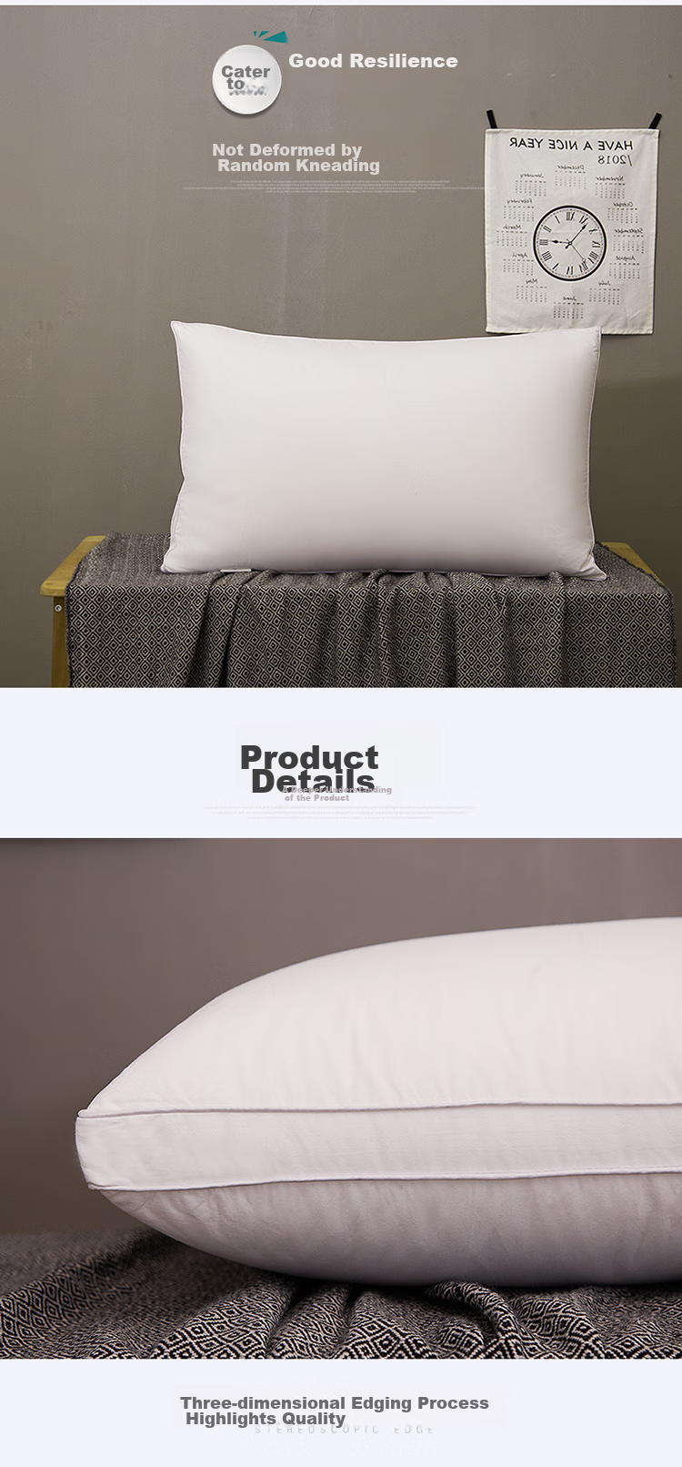Hengyuanxiang All-Cotton Pillow, down Alternative, Washable Pillow Core, Summer Cervical Pillow, Hotel Sleep Soft Whole Head Single Pillow, 48*74cm 4