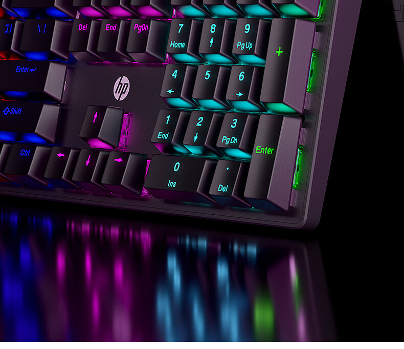 HP K10G-104 Black White Light Red Switch Mechanical Keyboard Wired Gaming Keyboard E-Sports Internet Cafe PUBG Keyboard Metal Panel Full Anti-Ghosting Hot-Swappable 11