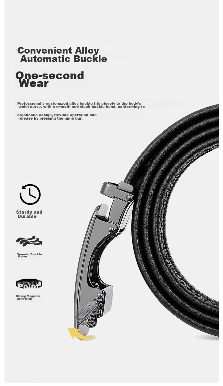 MEXICAN Men's Leather Belt with Automatic Buckle, Genuine Top-Grain Cowhide Business Waistband Casual Trouser Belt Birthday Gift for Men And Fathers 9