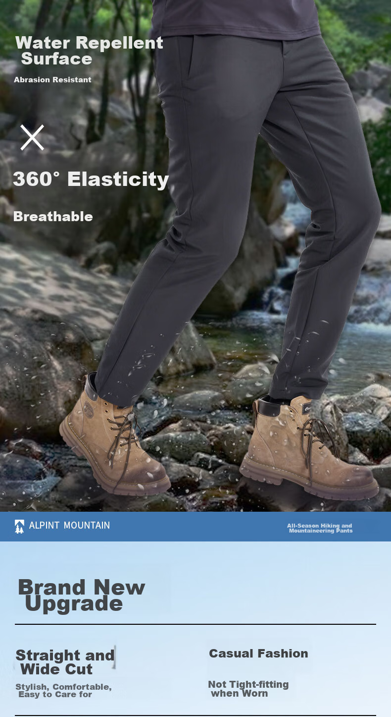 ALPINT MOUNTAIN All-Season Hiking Pants, Men's Breathable Elastic Outdoor Trousers, Lightweight Softshell Pants for Mountaineering And Trekking 1