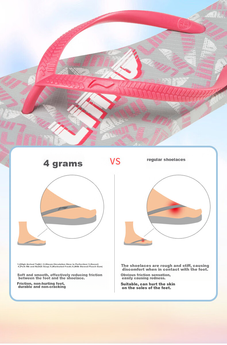Li-Ning Flip-Flops, Women's Summer Outdoor Wear, Thong Sandals, Non-Slip Fashionable Slippers, Beach Shoes, Sandals 11