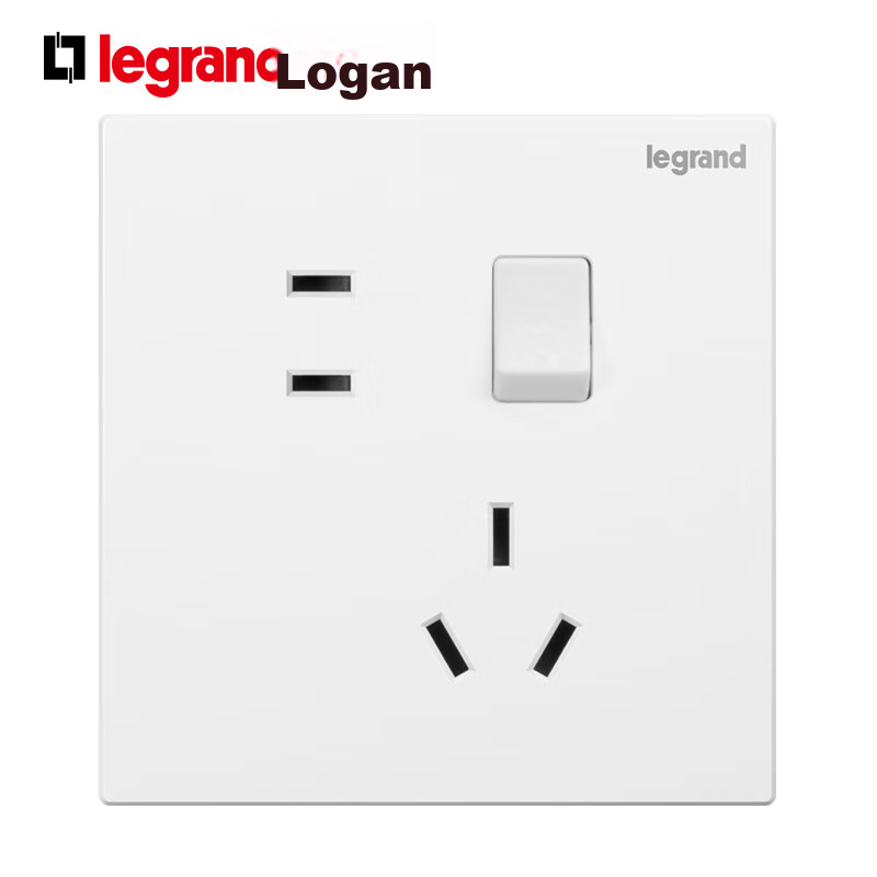 LEGRAND Switch Socket Panel, Shidian/Yijing Series Magnolia White, 10A Five-Hole with Switch (Dual Control) Socket