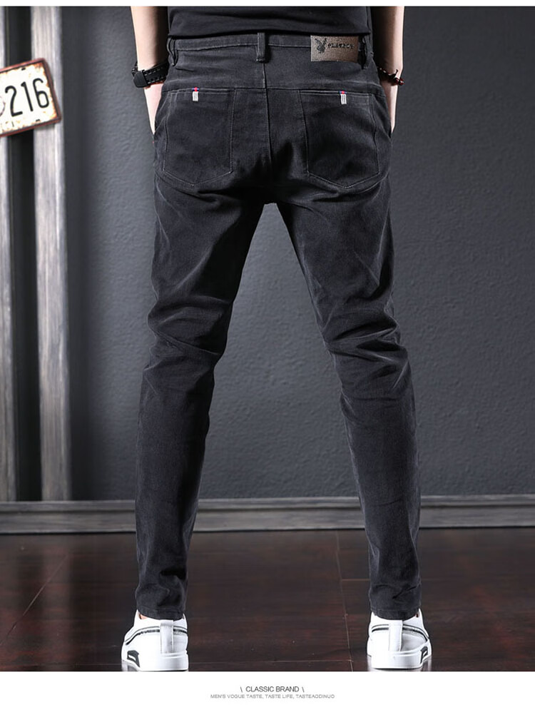 PLAYBOY Men's Jeans Autumn Winter Loose Straight Leg Casual Pants Black 28 14