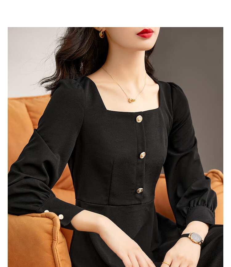 Shangdu Bila New Year Red French Style Dress for Women Spring Autumn Mid-Length Elegant Goddess Waist-Slimming Petite Dress 3