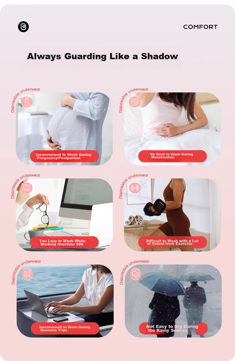 BADIGAO Disposable Women's Underwear, Pure Cotton Crotch, Sterile, Travel-Friendly, Postpartum, Menstrual, Portable, No-Wash, Daily-Use, 10A Antibacterial 19