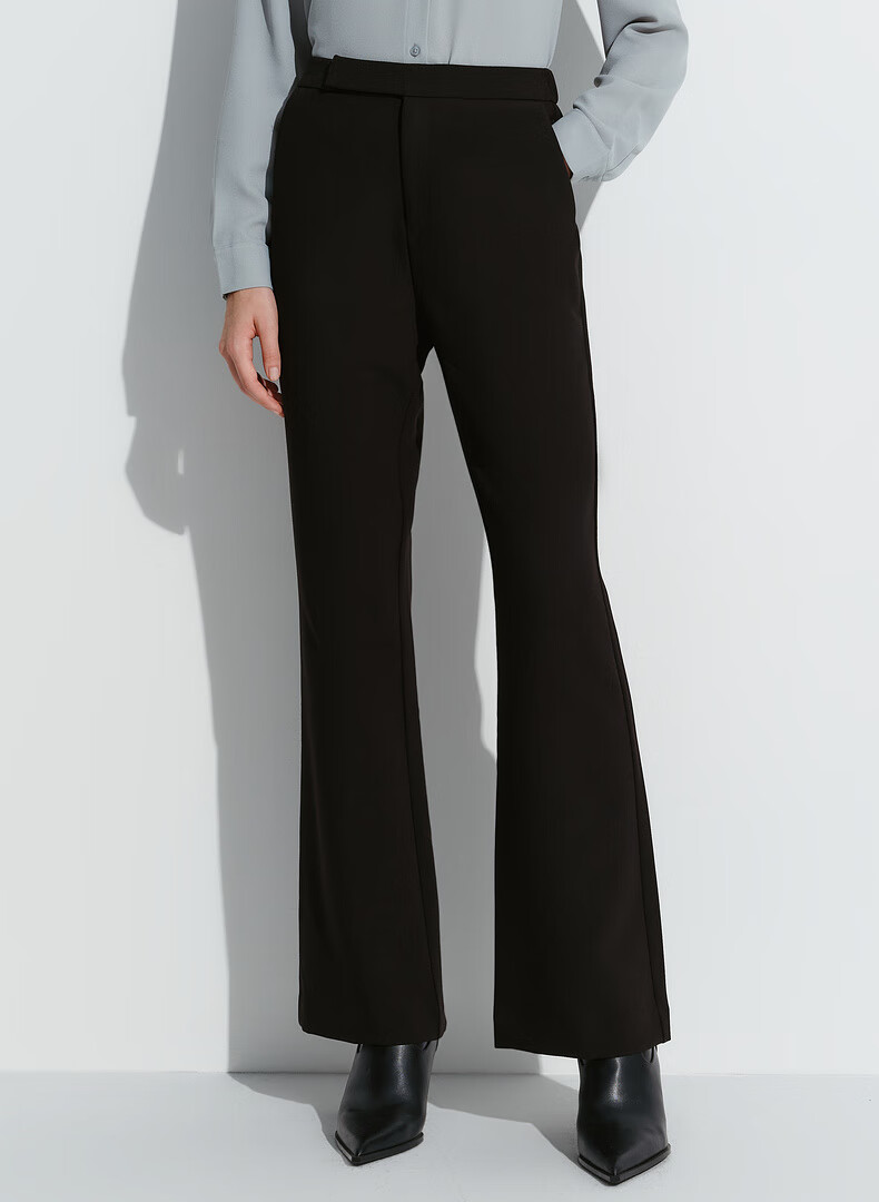 G2000 [Multi-Dimensional Elasticity] Spring And Autumn Mall Matching Soft Comfortable Flared Pants Casual Trousers, Black, Size 38 1