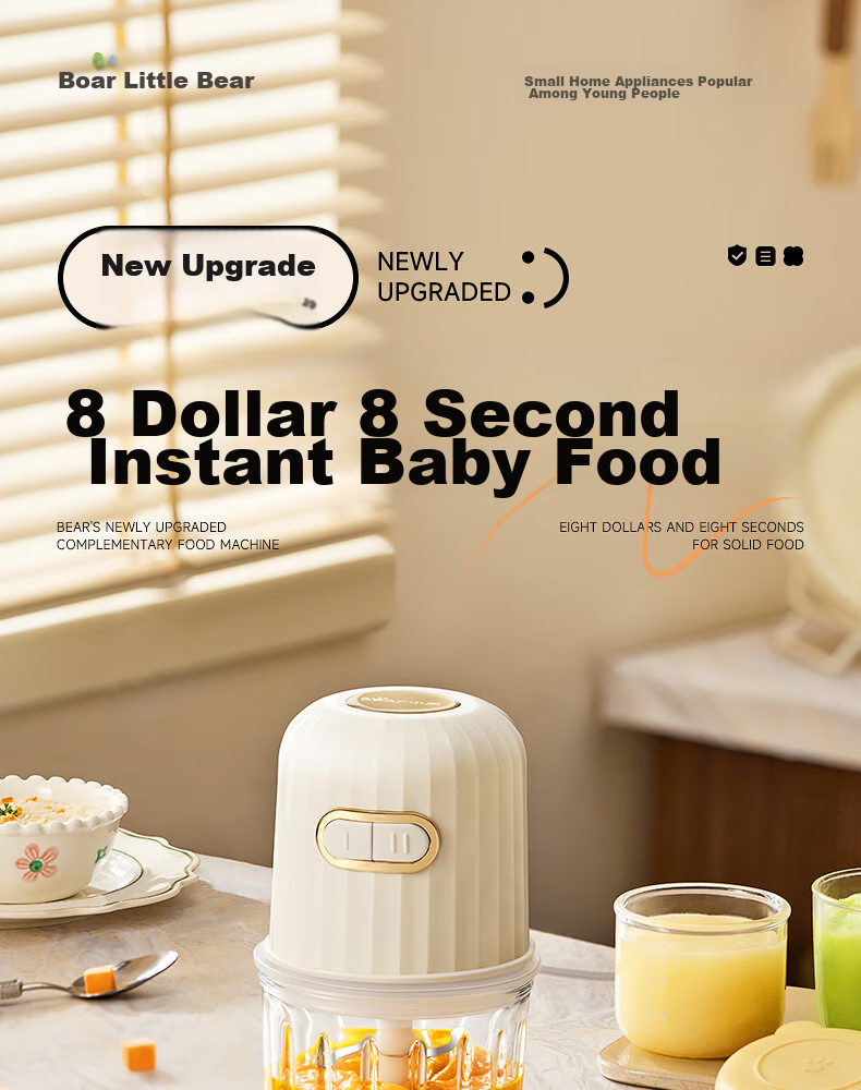 Bear Baby Food Processor, Multifunctional Small Mini Grinder And Blender, Garlic Masher, 8 Blades Single Cup Single Blade 2