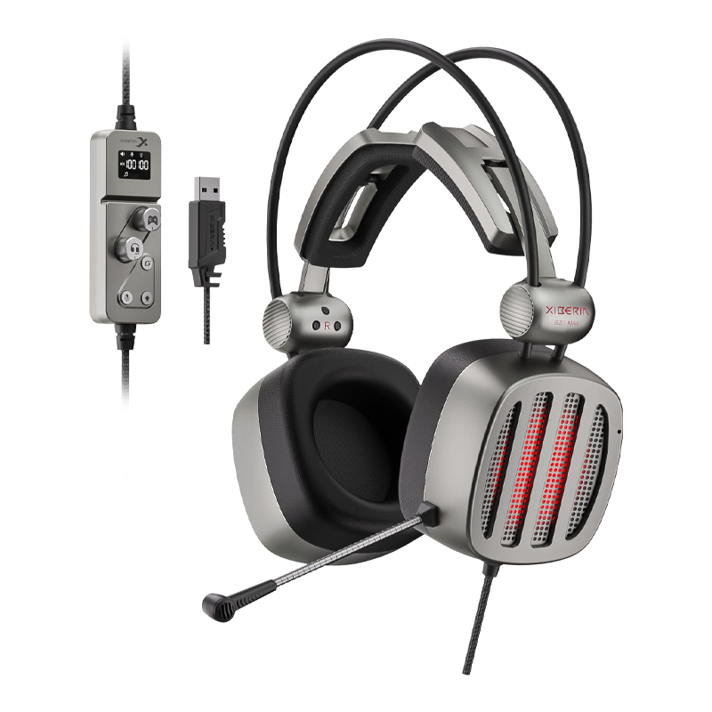 XIBERIA S21MAX Dual Sound Card Smart Gaming Headset, Computer Headphones with Microphone, PUBG Headset, E-Sports Headset with In-Line Control, USB 7.1 Audio, Iron Gray [Bestselling Online]