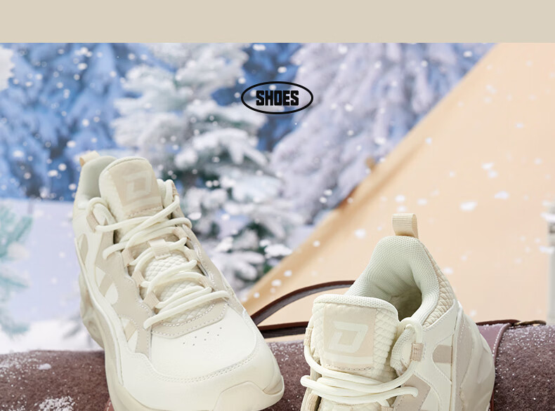 361° Women's Sports Shoes, Autumn And Winter Warm Fleece-Lined Retro Thick-Soled Casual Dad Sneakers, Women's 681946707A-9 32