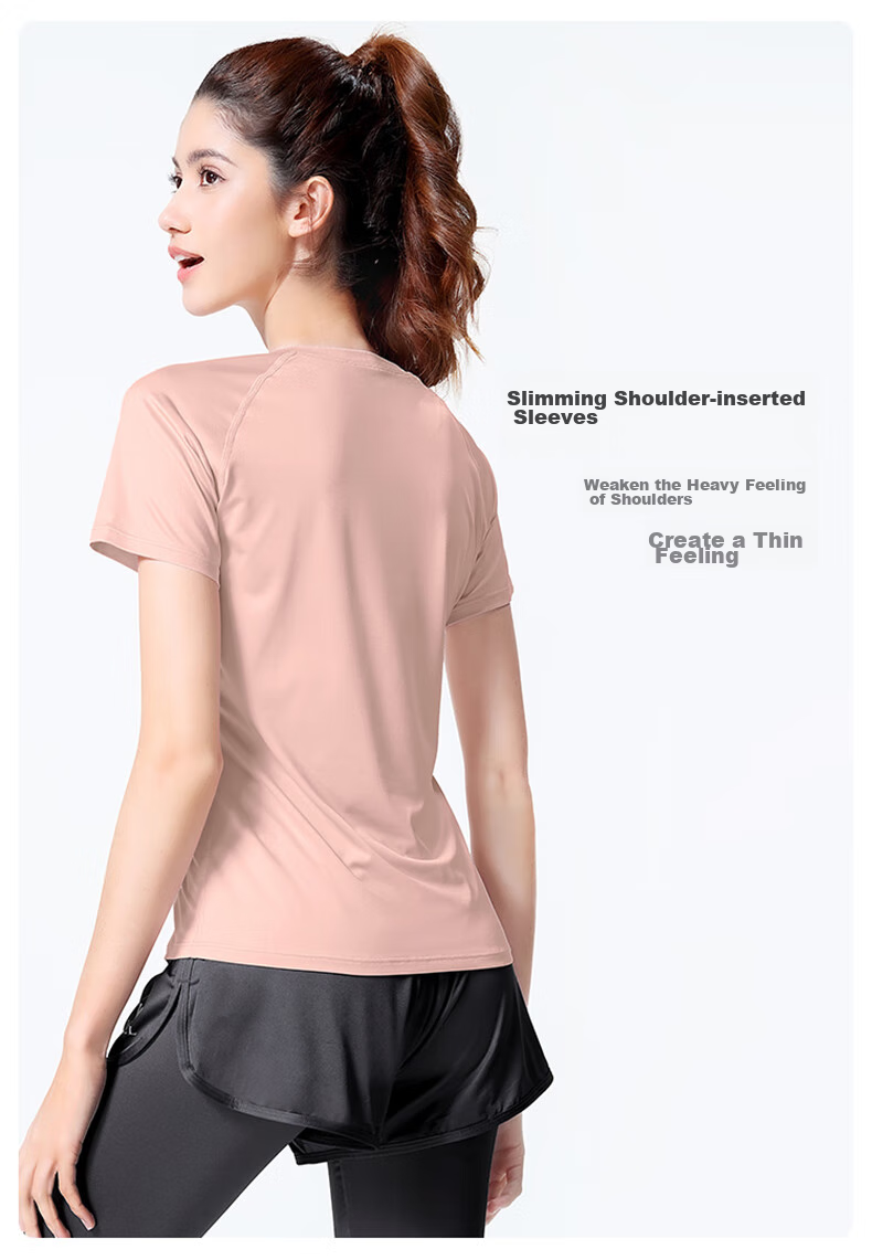 CAMEL Women's Sportswear Set, New Yoga Fitness Pilates Elastic Short-Sleeve Top And Long Pants, Anti-Exposure Two-Piece Athletic Outfit 6