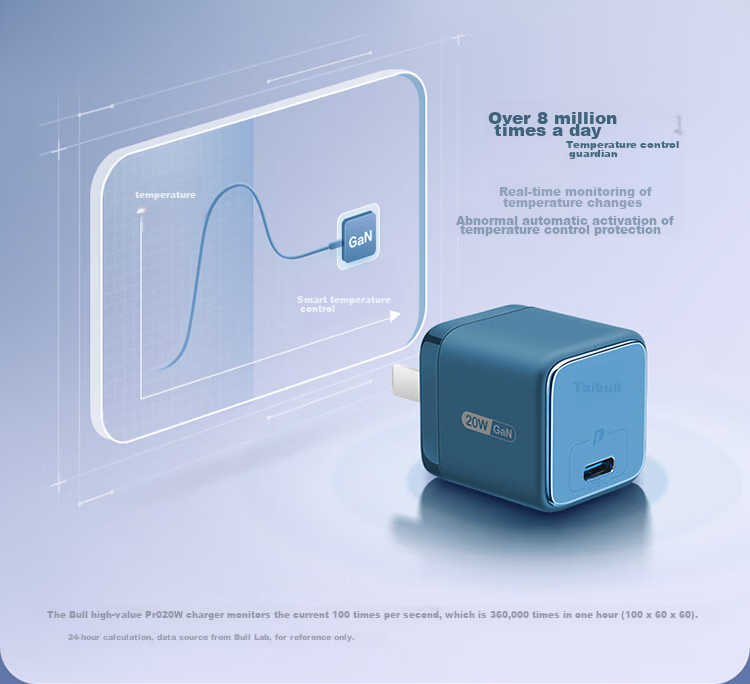 BULL GaN 20W Charger, Apple 18/17/16 PD Fast Charging Head, Auto Shut-Off When Fully Charged, Suitable for IPhone14/13promax/[20W GaN] Deep Sea Blue 7