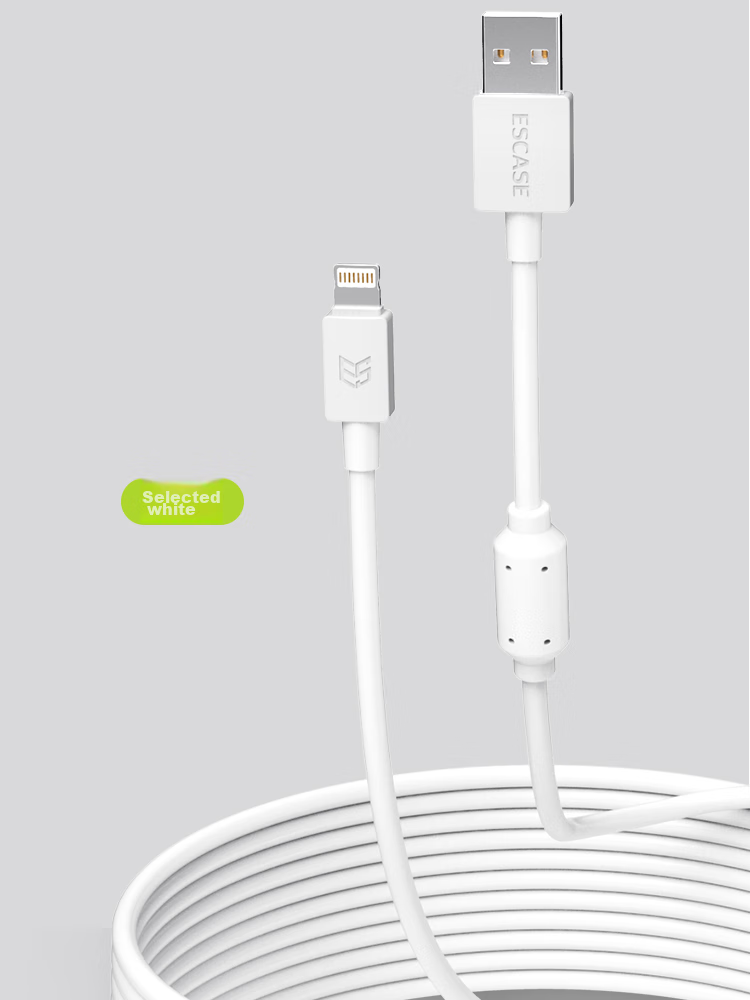 ESCASE Type-C Data Cable, 3 Meters Long, Fast Charging Extension, 2.1A Charger Cable, Suitable for Tablets, Fast Charging for Honor X60, Huawei Nova 13, Redmi Note 14 Pro, Anti-Interference Ci9 White 17