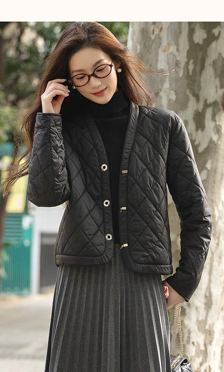 Dme [Laoqian Yinxiang] Winter Luxury Matte Light Luxury 400T Spring Yarn Diamond-Quilted Women's Cotton Jacket 11