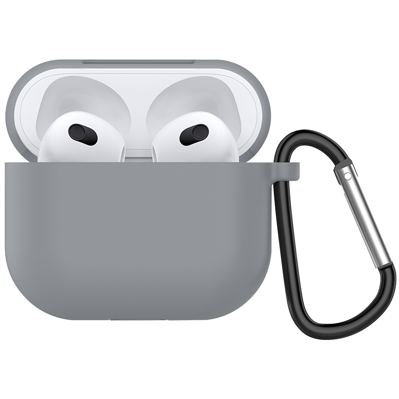 KMaxAI AirPods Third Generation Protective Case, Silicone Integrated Soft Shell with Hook, Apple True Wireless Earphones 3 Charging Case Frosted Cover Anti-Fingerprint Solid Color Simple Design, Dark Gray