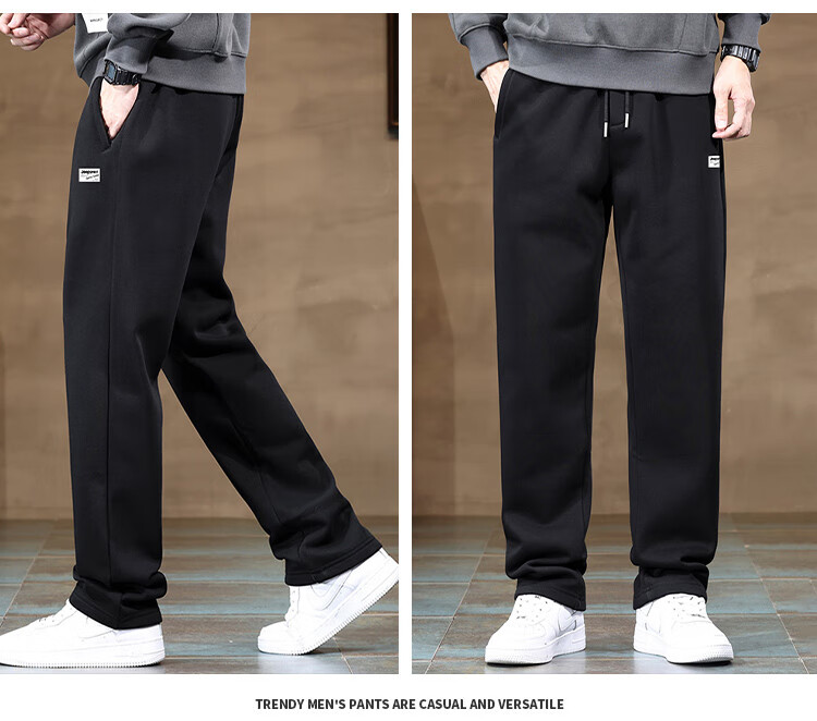JEEP SPIRIT Men's Sports Pants, Spring And Autumn Straight-Leg Trousers, Loose Casual Pants for Outdoor Comfort, Running Long Pants, Black 4XL 13