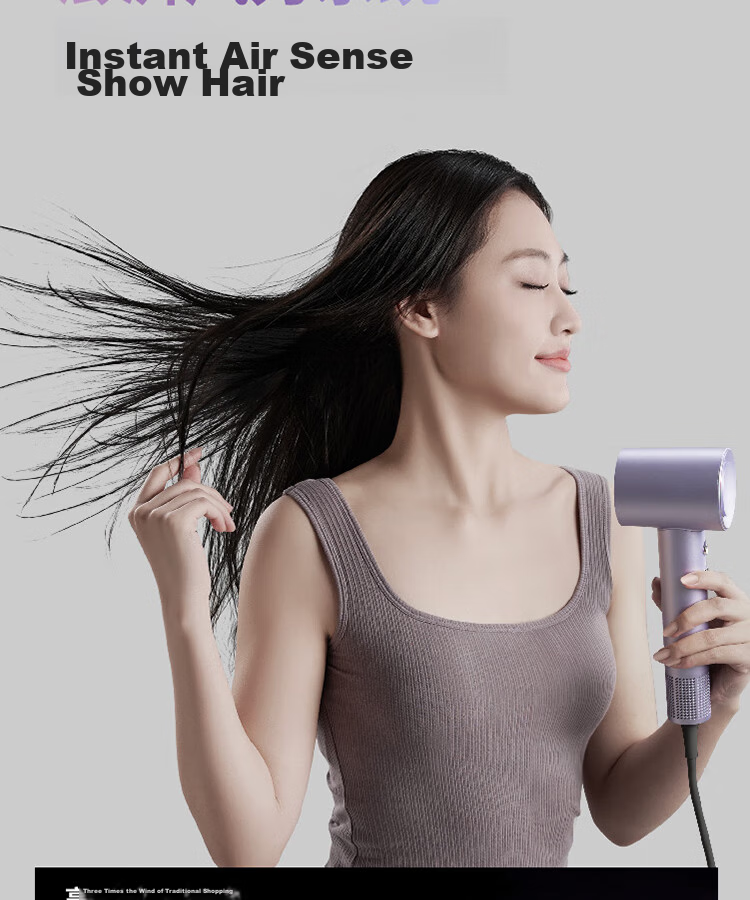 POVOS High-Speed Hair Dryer for Home Use, Negative Ion Hair Dryer, High-Power Quick-Drying Low-Noise PH9909 Amethyst Crystal Birthday Gift for Girlfriend Or Wife 3