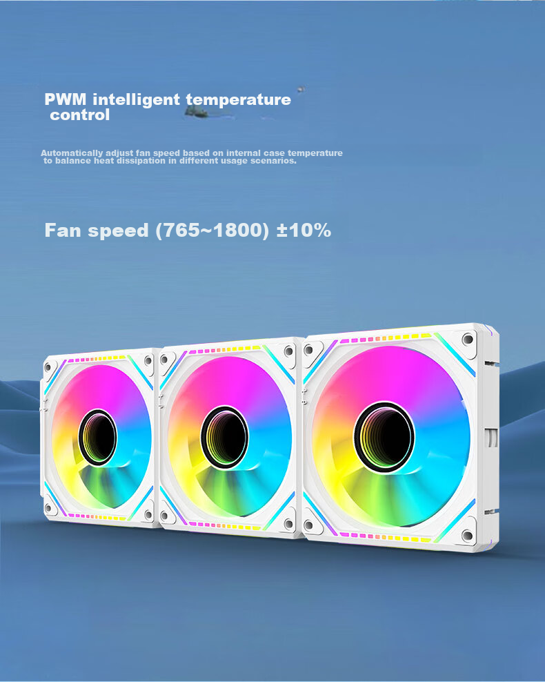 PowerTrain Prism PLUS Building Block Fan, White Straight Blade, ARGB Lighting Synchronization, 12CM Desktop Computer Tower Water Cooling Fan, Infinite Mirror Light Effect, Single Pack Versio 6