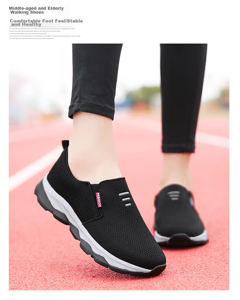 Pounise Middle-Aged And Elderly Walking Shoes, Comfortable And Lightweight Mom Shoes for Women, PYX-LK6952, Black, Size 37 15