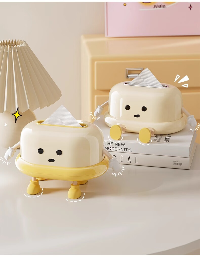 Jiadu Tissue Box, Living Room High-End Luxury Napkin Holder, Coffee Table Decoration, Creative Home Paper Dispenser Box, Cream-Colored Elegant Desig 7