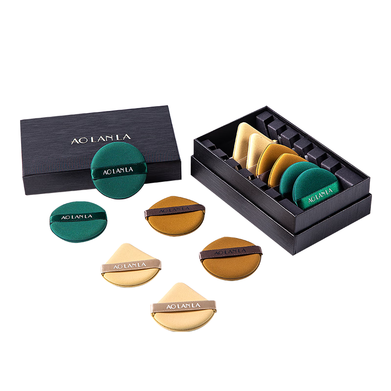 AOLANLA Air Cushion Powder Puff Set with 6 Puffs And Cleansing Solution, Dual-Use for Dry And Wet Foundation Application, Makeup Sponge Puff, Resistant to Powder Buildup