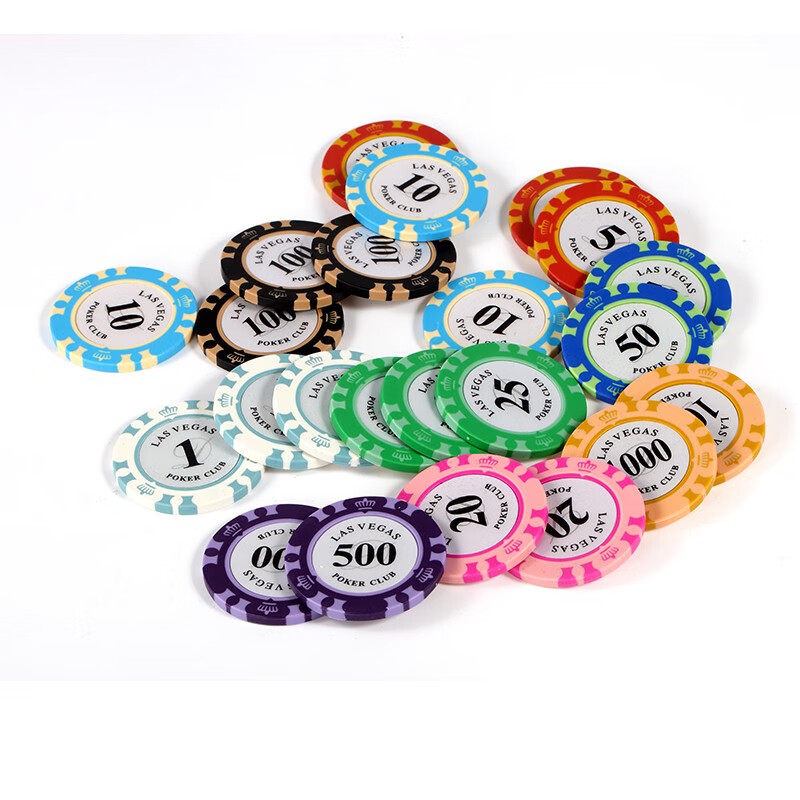 Shangkechengpin Texas Hold'em Poker Chips, 100 Pieces + Transparent Plastic Box without Lid, Small Denomination Set (Random Chip Colors)