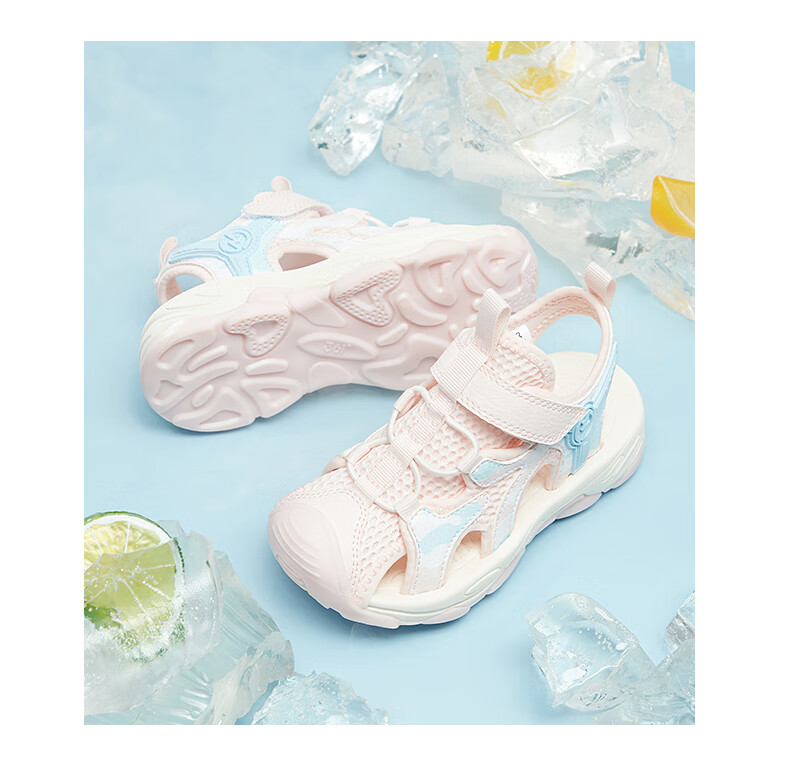 361° Children's Sandals, Summer 2026, for Boys And Girls Aged 3-12, Breathable, Anti-Collision, Closed-Toe Beach Sandals, Pink, Size 30 14