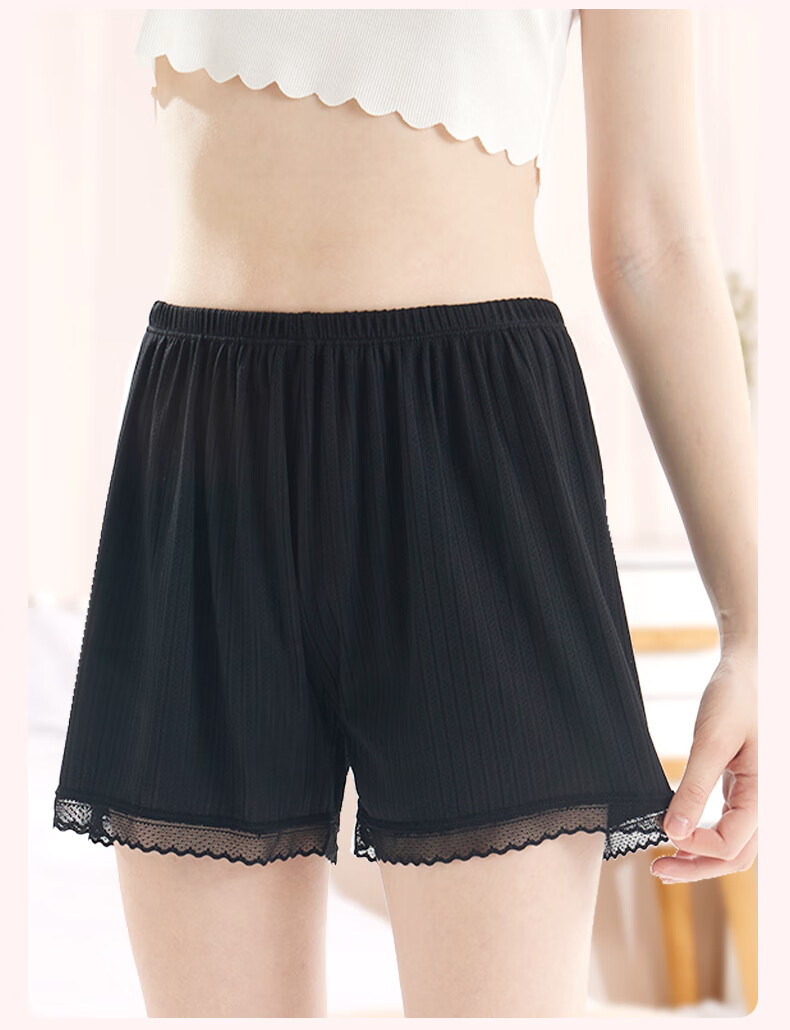 Duomiaowu Girls' Safety Shorts, Anti-Exposure, Summer Thin Ice Silk Children's Underwear, Breathable Baby Boxer Briefs, K00091 White And Black, 140cm (Suitable for 135-145cm) 16