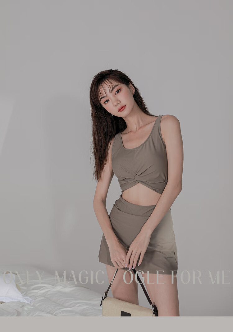 OMOM Women's Summer One-Piece Swimsuit, Tummy Control, Slimming, Conservative, Sexy, Skirted, Fairy-Like, Instagram Style, Hot Spring Swimming Suit, Coffee Color, Size M (Recommended for 88-98 Jin) 1