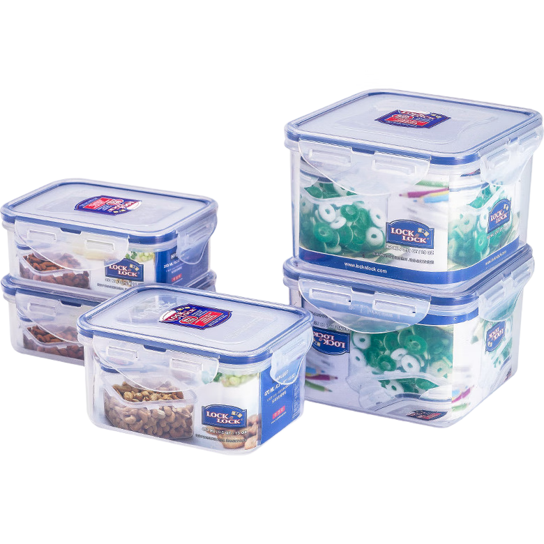 LOCK&LOCK Plastic Sealed Food Storage Containers Set, Kitchen Freezer Food Preservation Storage Box, 5-Piece Set