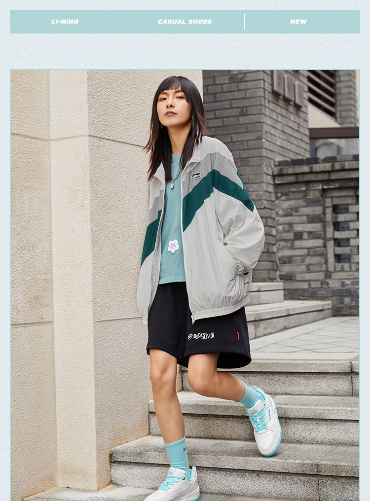 李宁女鞋运动时尚鞋2022运动生活系列女子经典休闲鞋agcs080标准白136