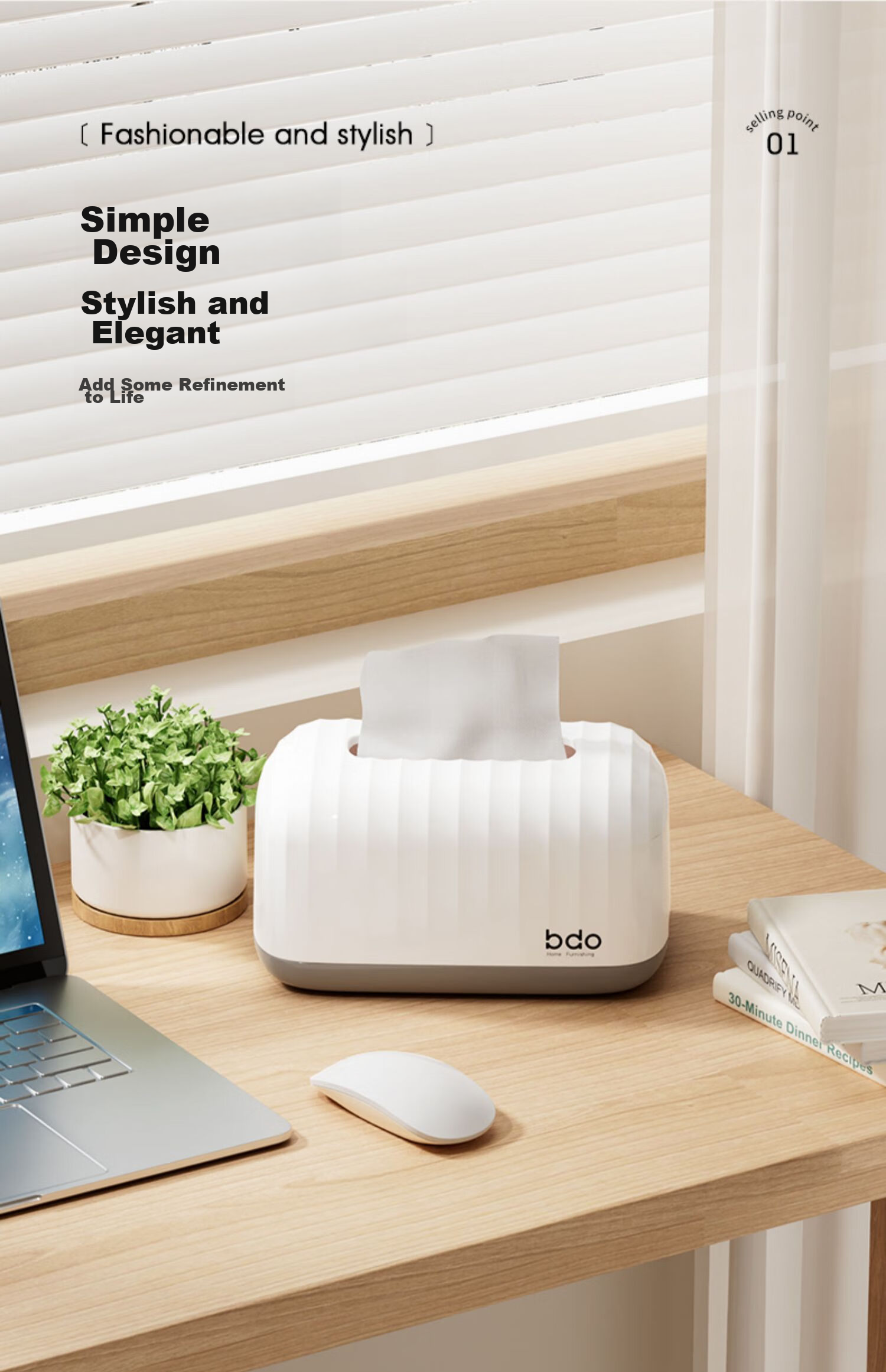 BDO Tissue Box, Living Room Coffee Table Dining Table Desktop Tissue Holder with Spring, Paper Towel Dispenser for Office And Bedroom Desk 3